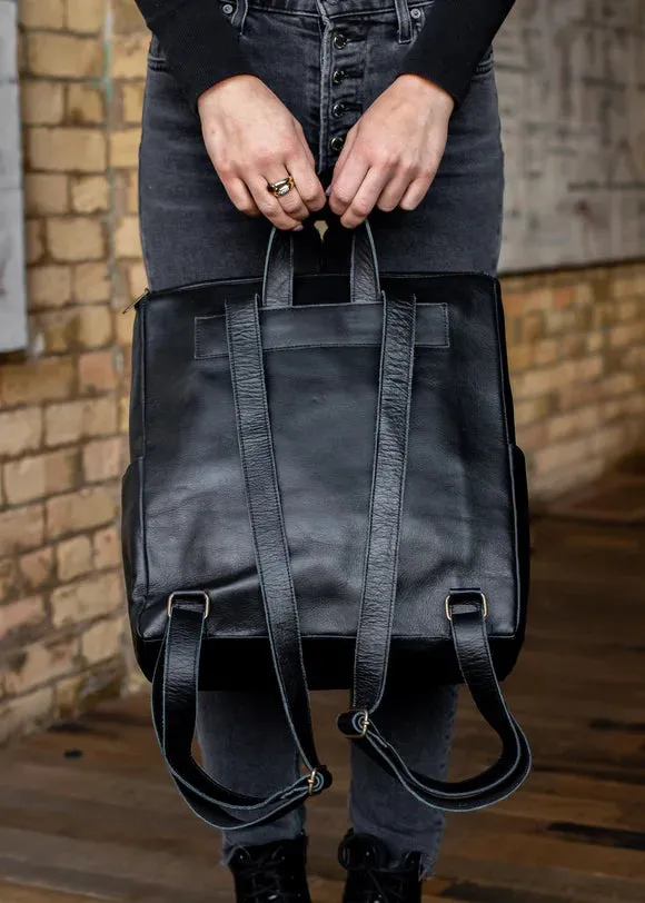 Black Leather Backpack