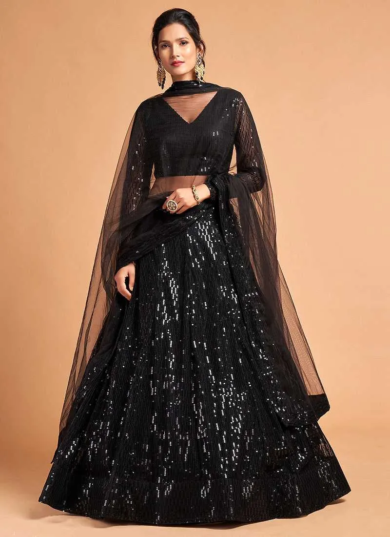 Black Sequin Heavy Embroidered Designer Lehenga Choli
