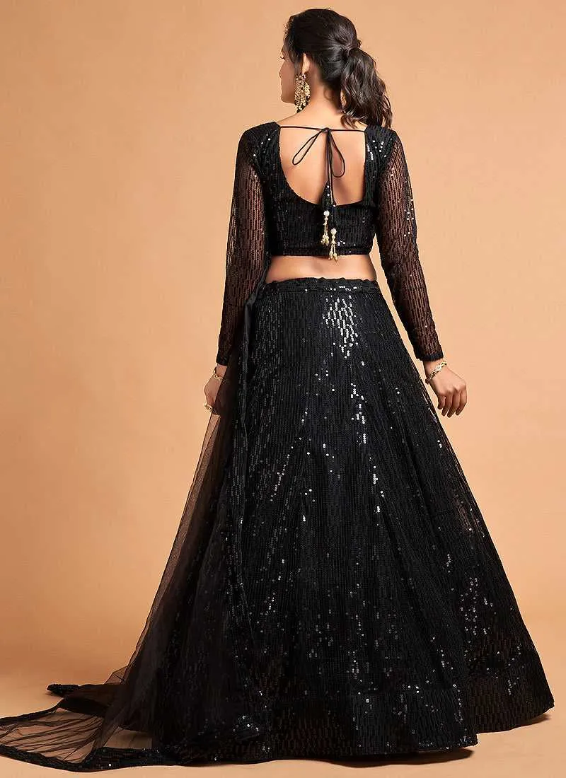 Black Sequin Heavy Embroidered Designer Lehenga Choli
