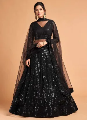Black Sequin Heavy Embroidered Designer Lehenga Choli