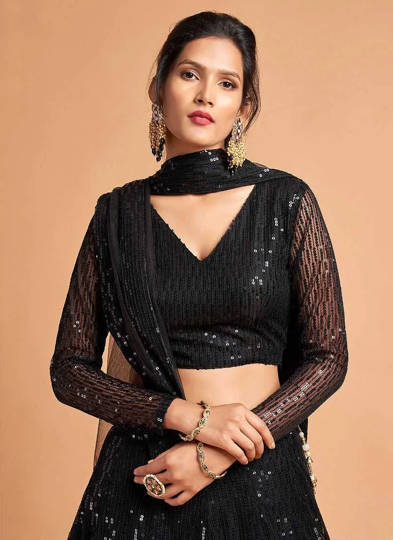 Black Sequin Heavy Embroidered Designer Lehenga Choli