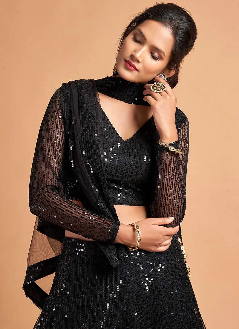 Black Sequin Heavy Embroidered Designer Lehenga Choli