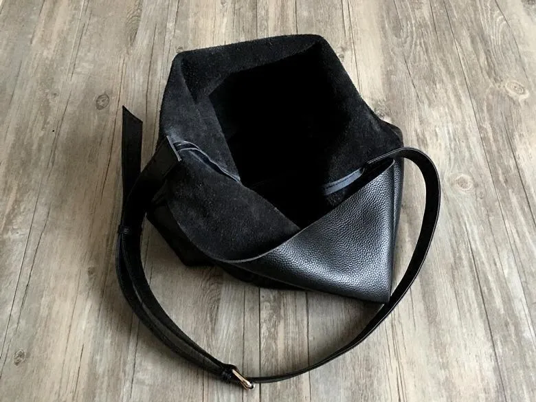 Black Stylish Cute Leather Tote Bag Shoulder Bag Crossbody Tote For Women