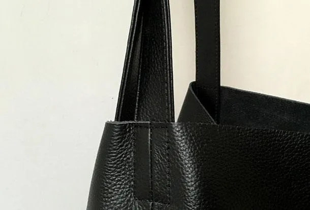 Black Stylish Cute Leather Tote Bag Shoulder Bag Crossbody Tote For Women