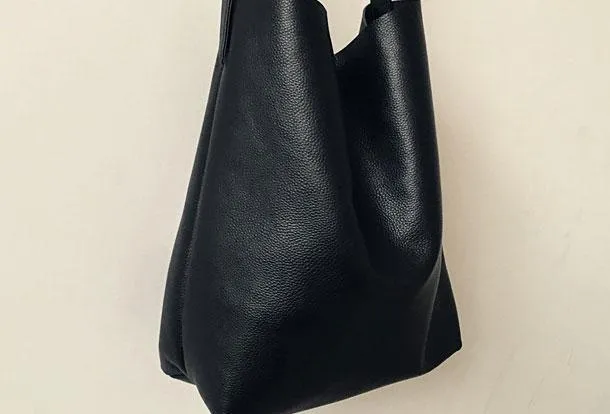 Black Stylish Cute Leather Tote Bag Shoulder Bag Crossbody Tote For Women