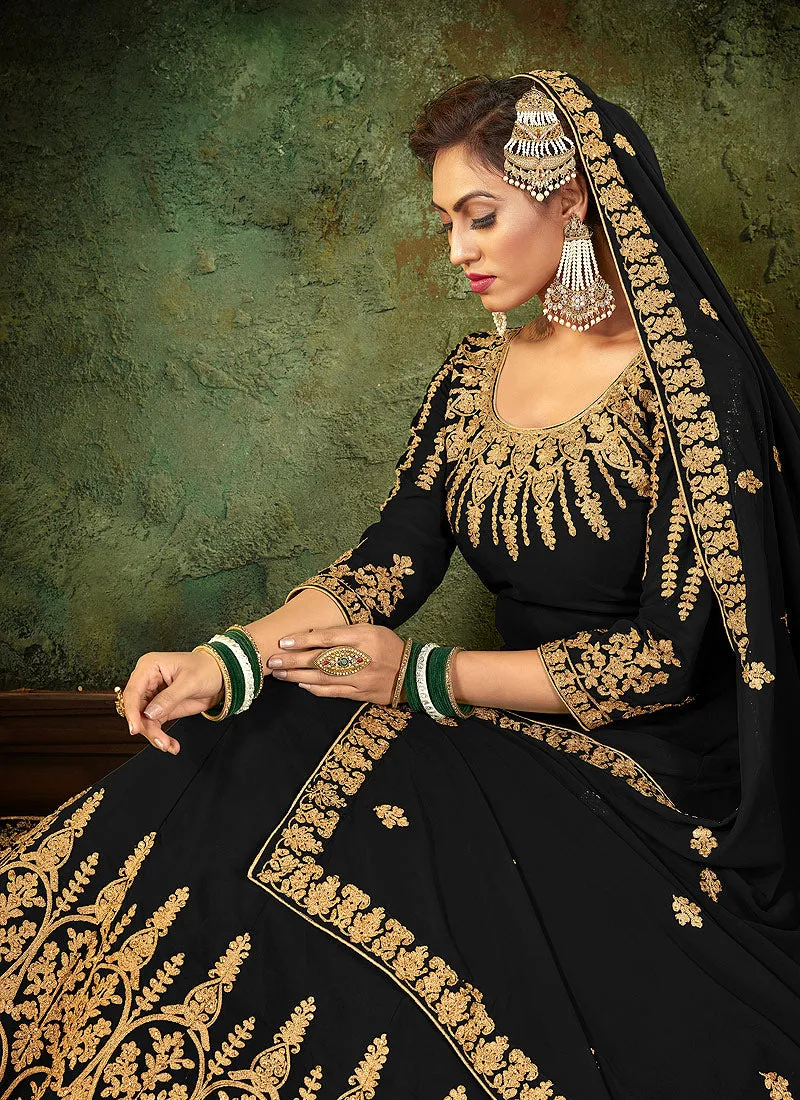 Black Zari Embroidered Designer Anarkali Suit