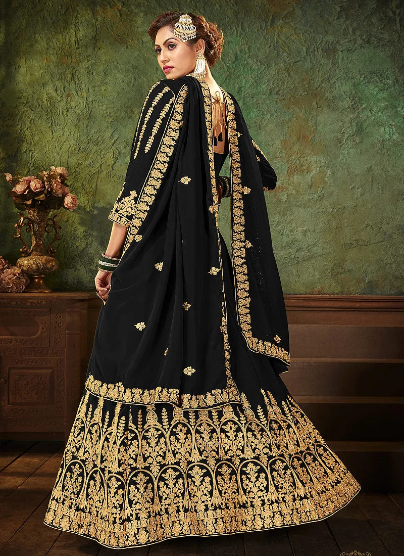 Black Zari Embroidered Designer Anarkali Suit