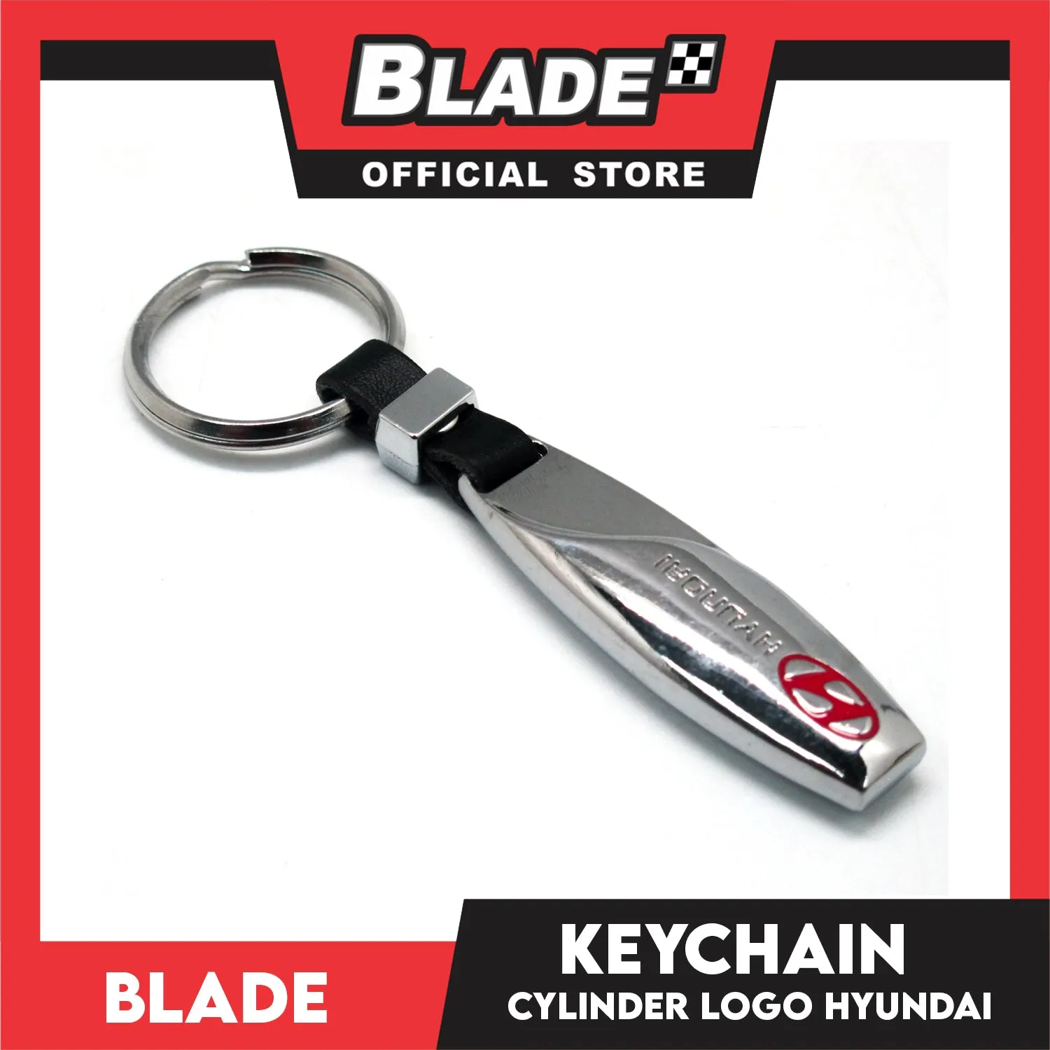 Blade Keychain Logo Cylinder Hyundai Chrome (Red)