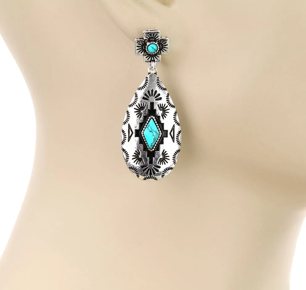 Blitz Aztec Dark Background Earrings