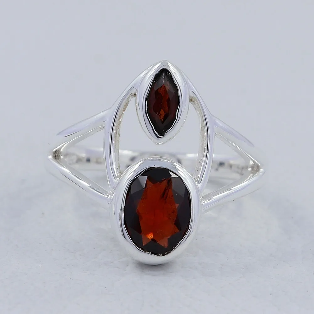 Blue Topaz Cut Gemstone Designer Silver Ring