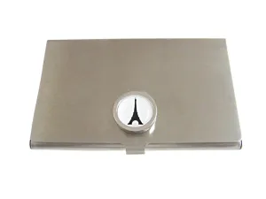 Bordered France Eiffel Tower Pendant Business Card Holder