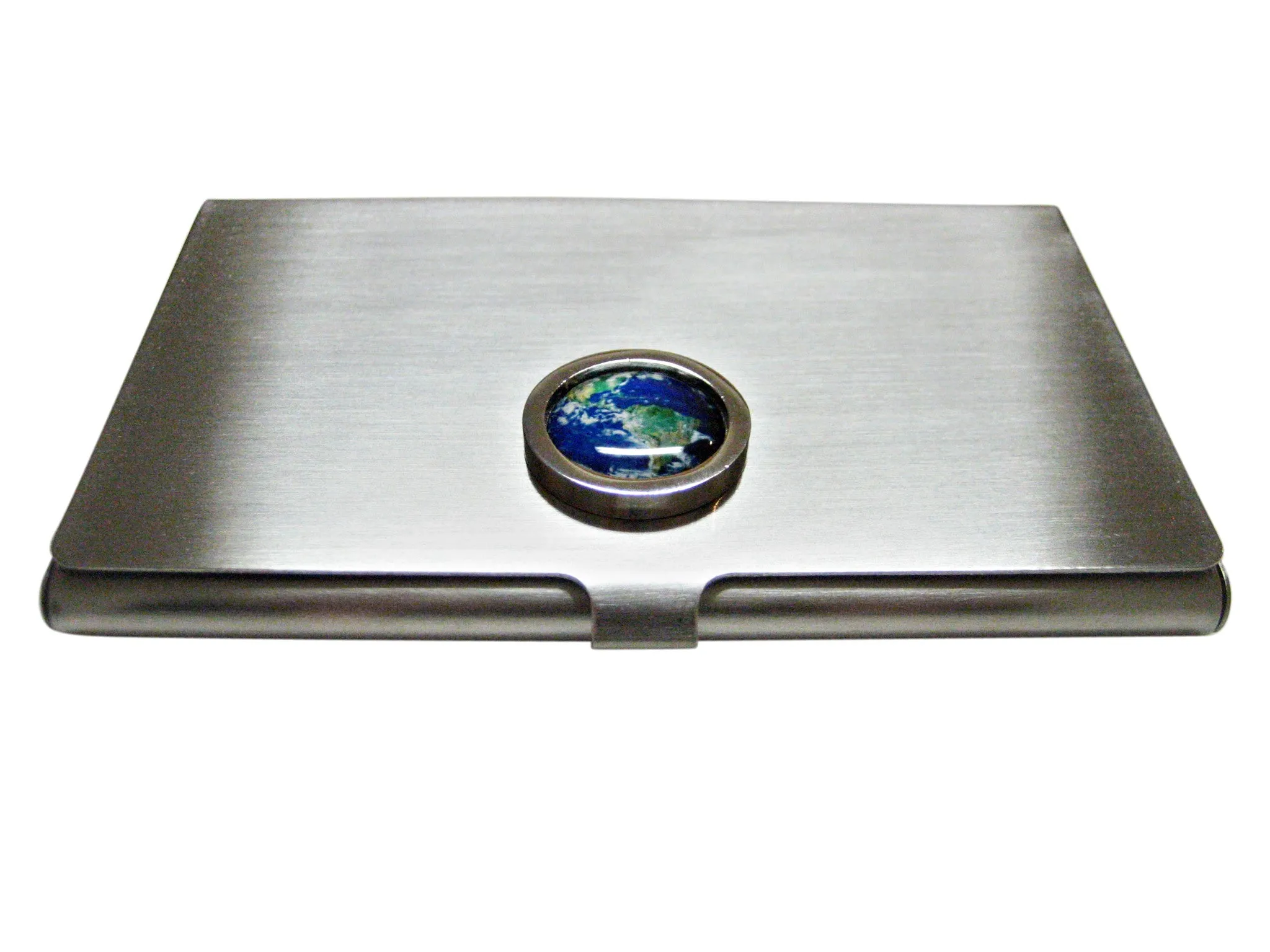 Bordered Planet Earth Business Card Holder