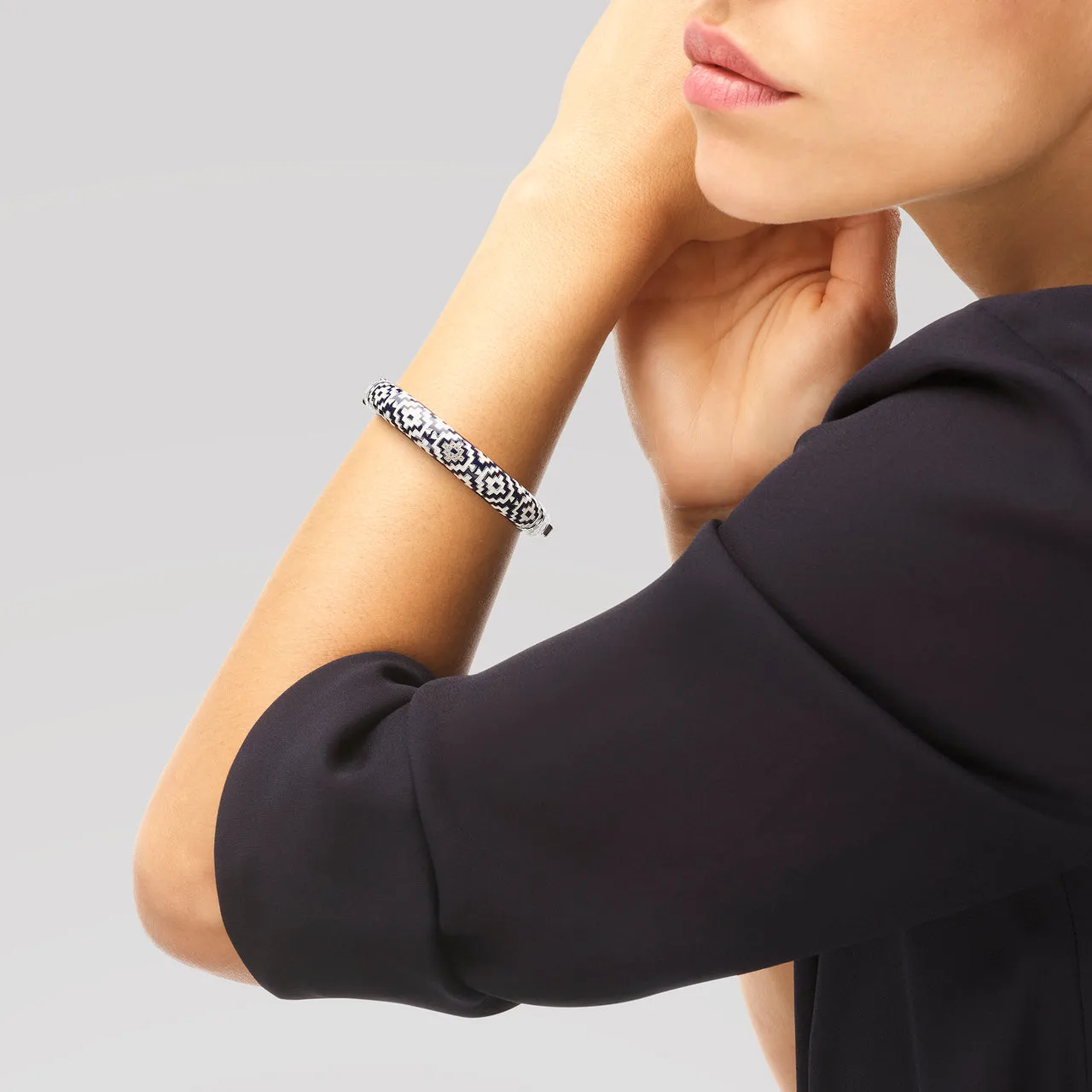 Bracelet Jonc UNASTORIA - Aztec, Argent et Zircons (JO121186)