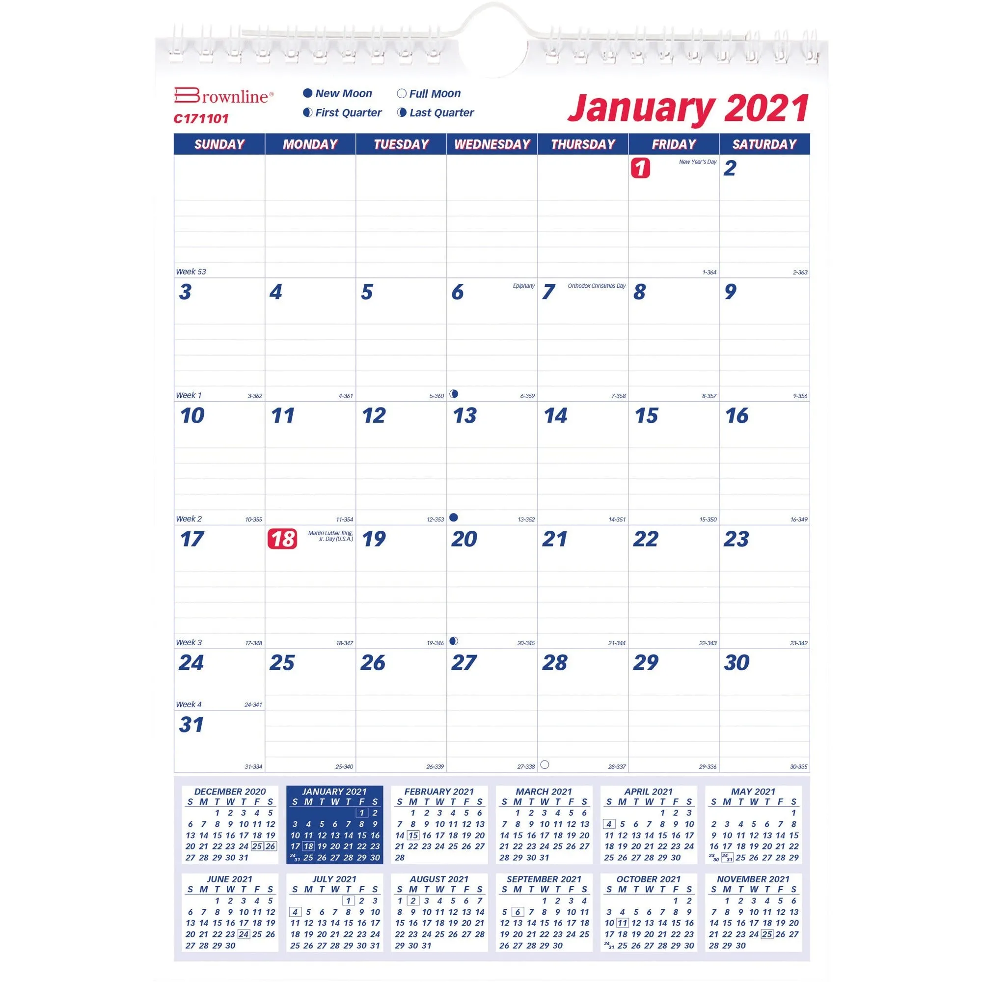 Brownline Ruled Block Wall Calendar
