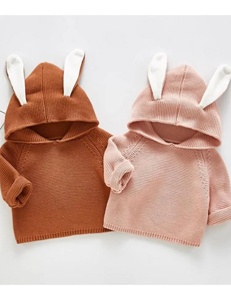 Bunny Boo! Bunny Ears Caramel Baby Hooded Jumper