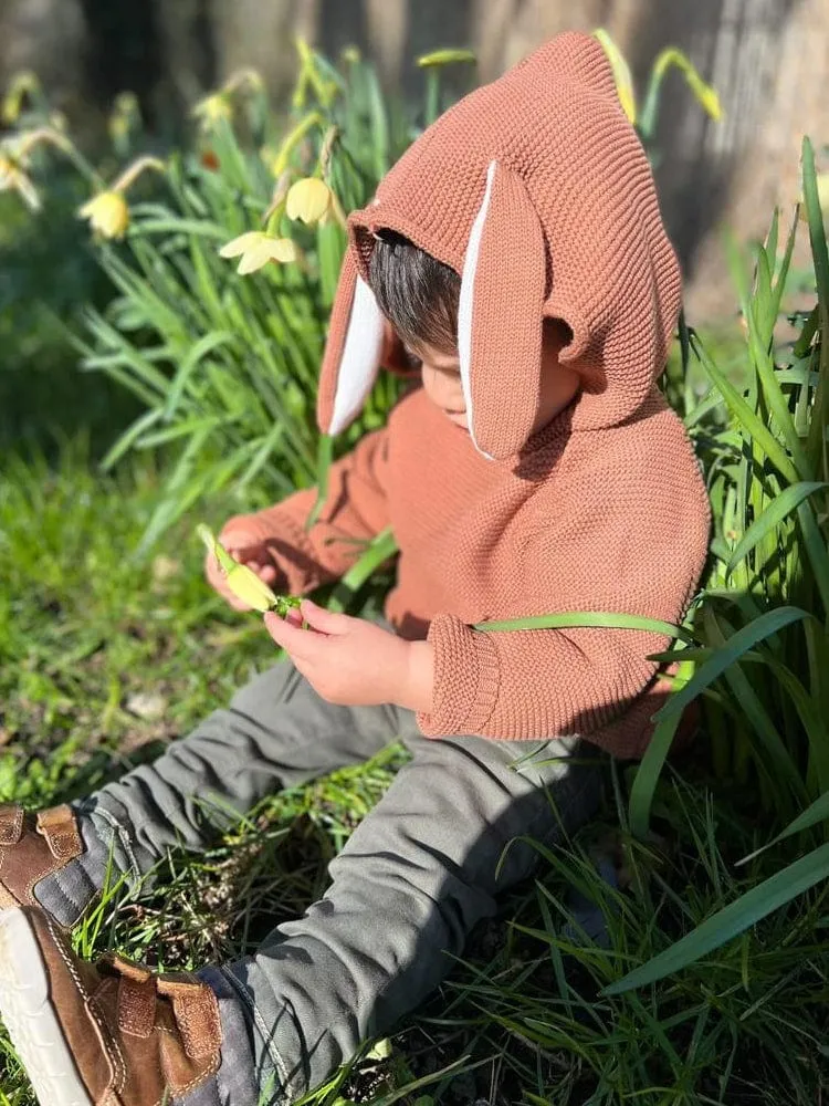 Bunny Boo! Bunny Ears Caramel Baby Hooded Jumper