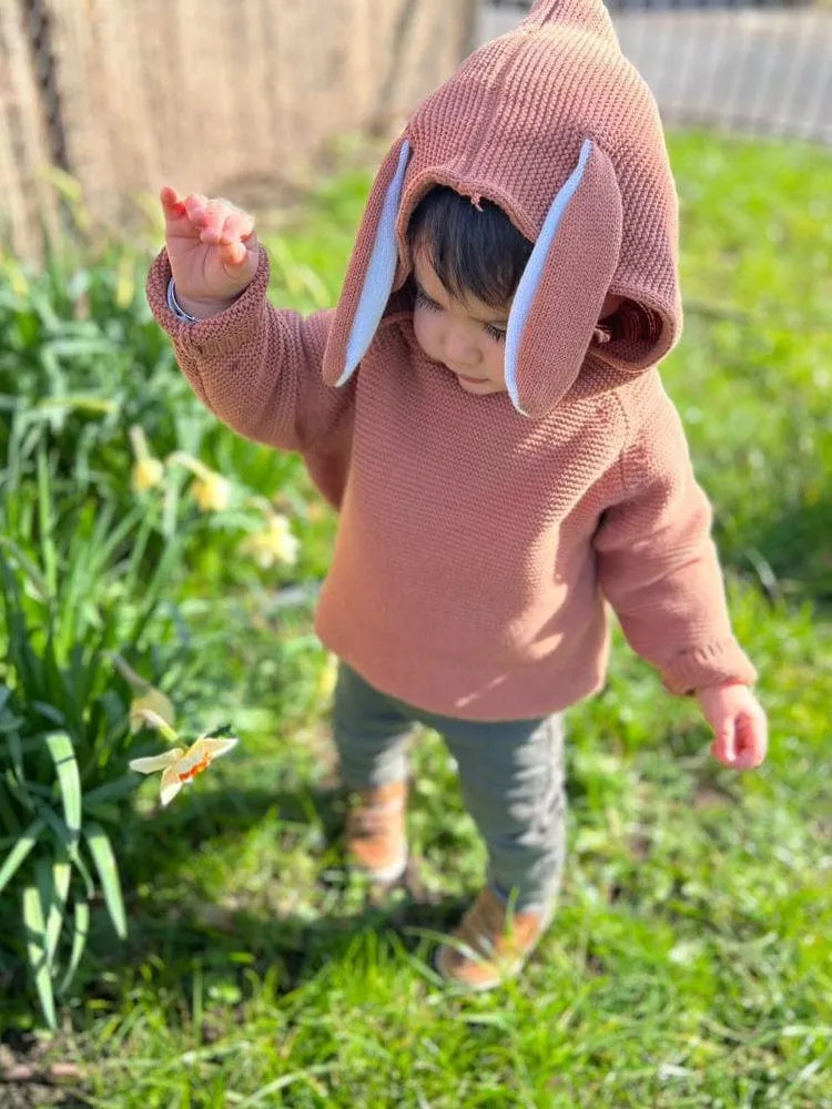 Bunny Boo! Bunny Ears Caramel Baby Hooded Jumper