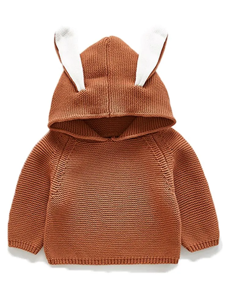 Bunny Boo! Bunny Ears Caramel Baby Hooded Jumper