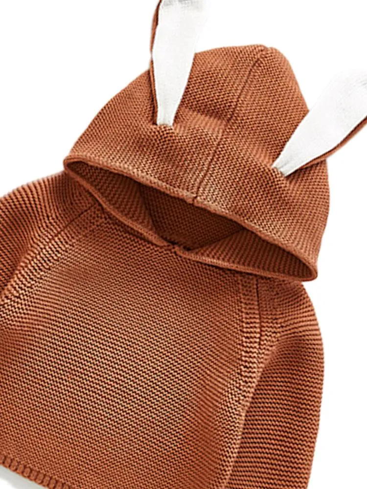 Bunny Boo! Bunny Ears Caramel Baby Hooded Jumper