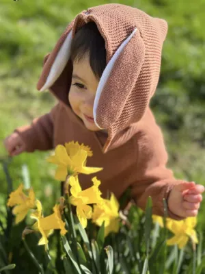Bunny Boo! Bunny Ears Caramel Baby Hooded Jumper