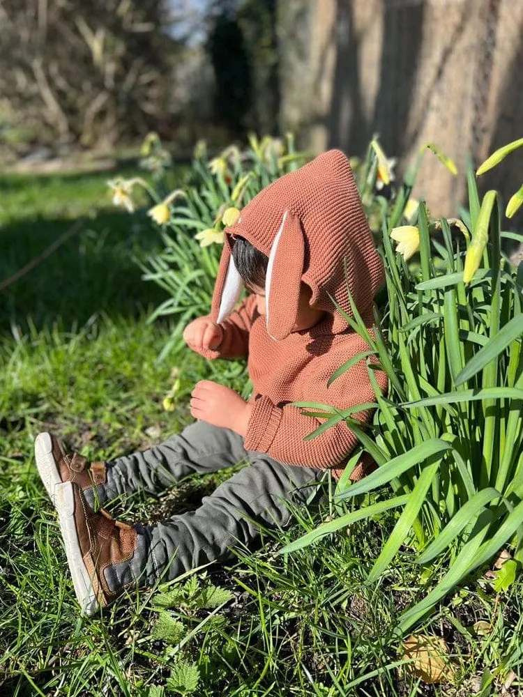 Bunny Boo! Bunny Ears Caramel Baby Hooded Jumper