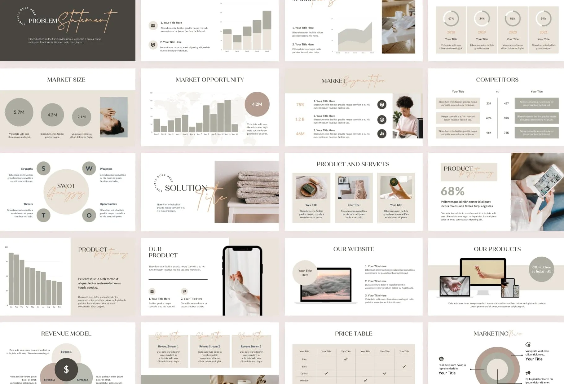 Business Plan Presentation Neutral Collection Fully Editable Canva Template