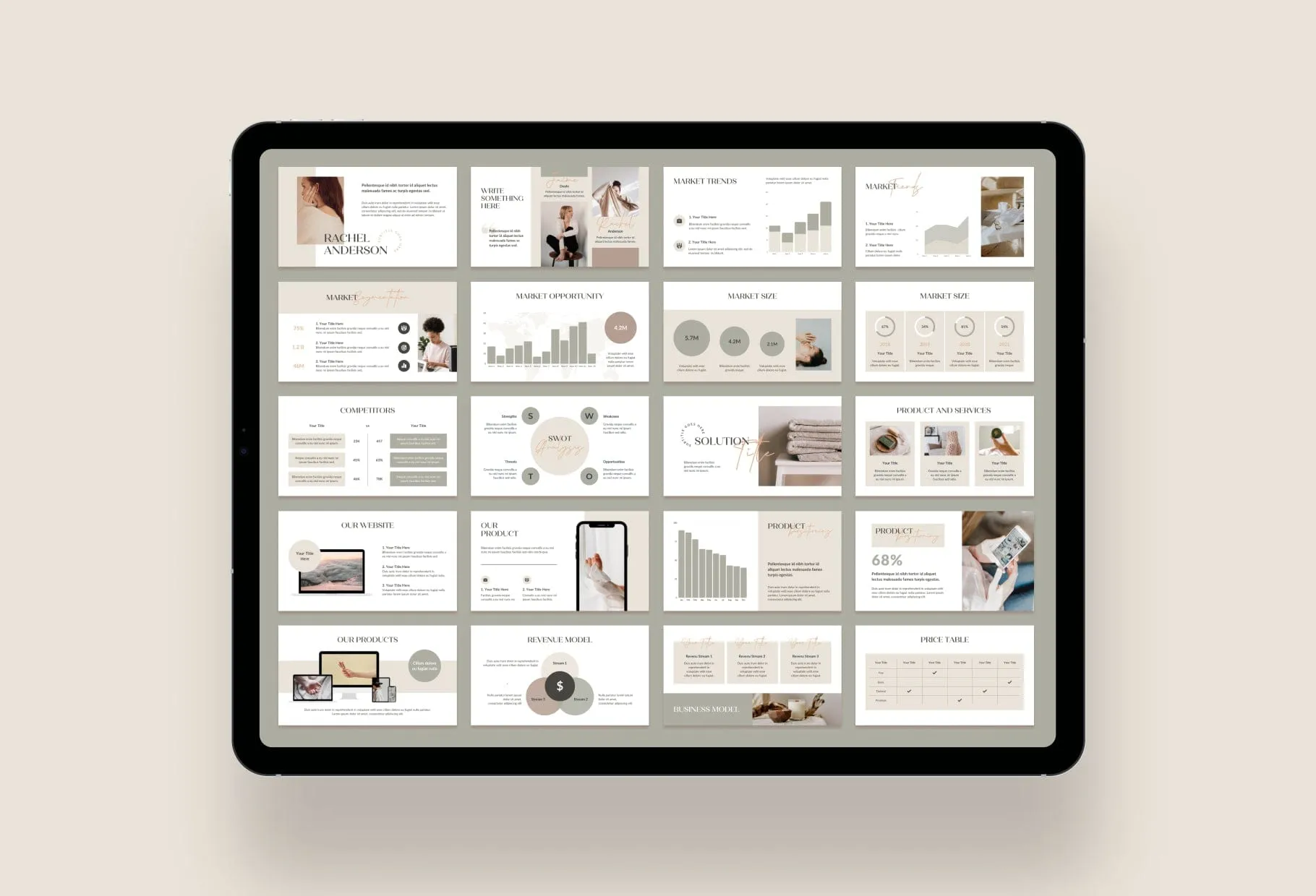 Business Plan Presentation Neutral Collection Fully Editable Canva Template