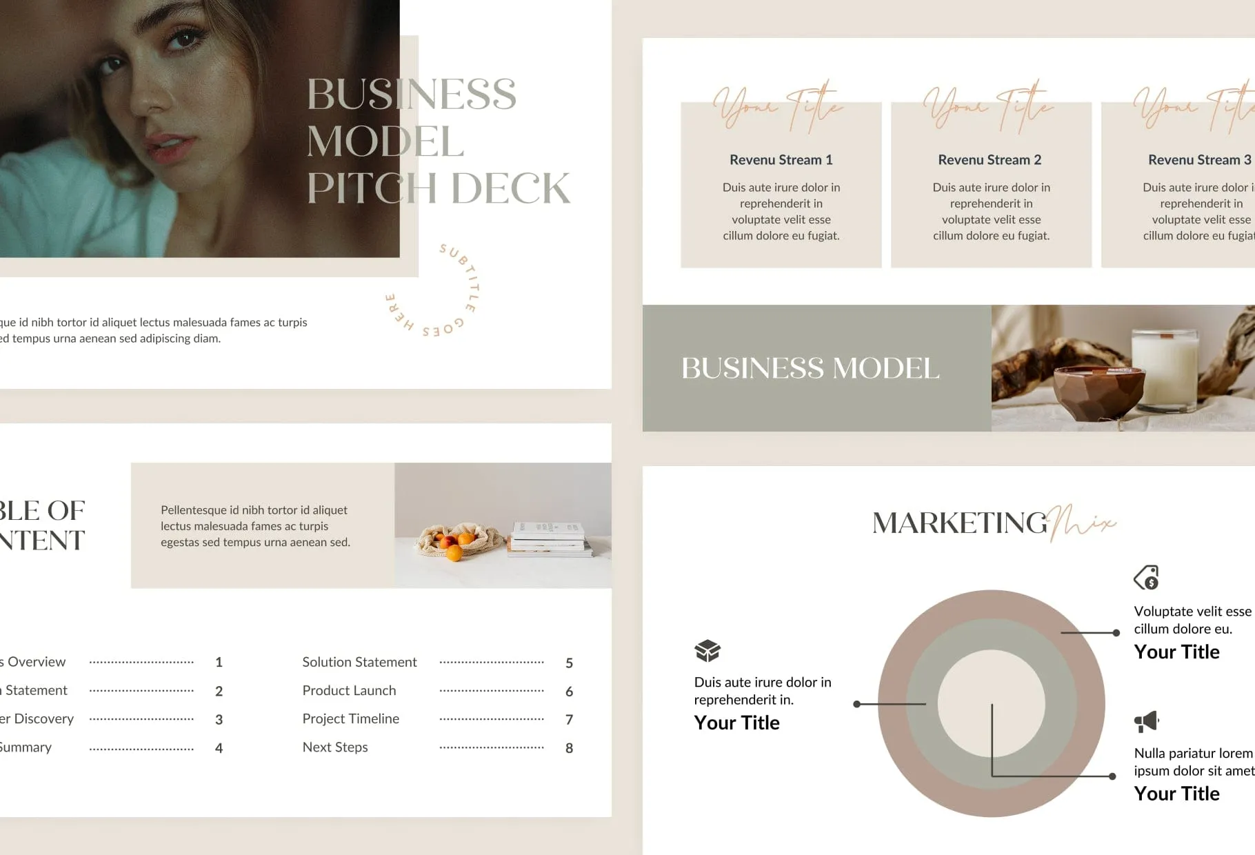 Business Plan Presentation Neutral Collection Fully Editable Canva Template