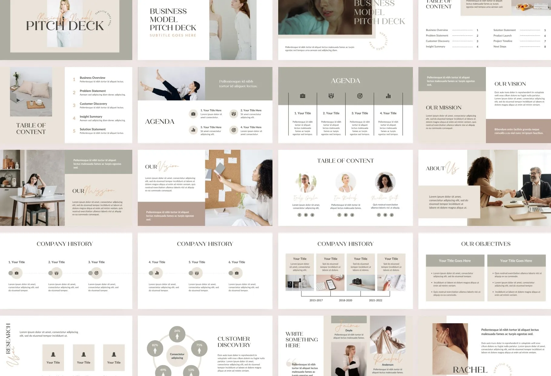 Business Plan Presentation Neutral Collection Fully Editable Canva Template