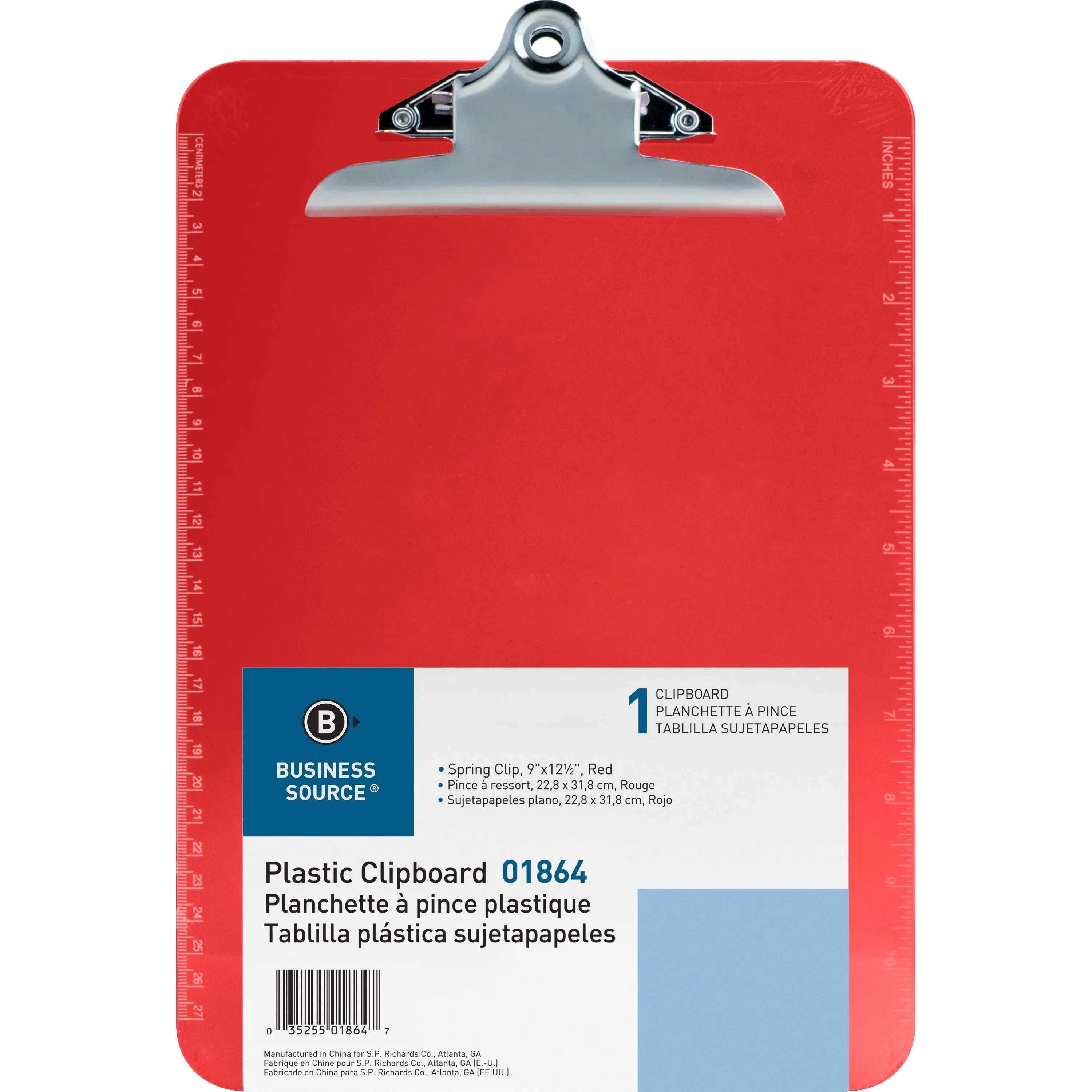 Business Source Spring Clip Plastic Clipboard