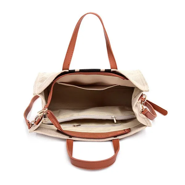 Canvas Stripe Tote in Black Stripe