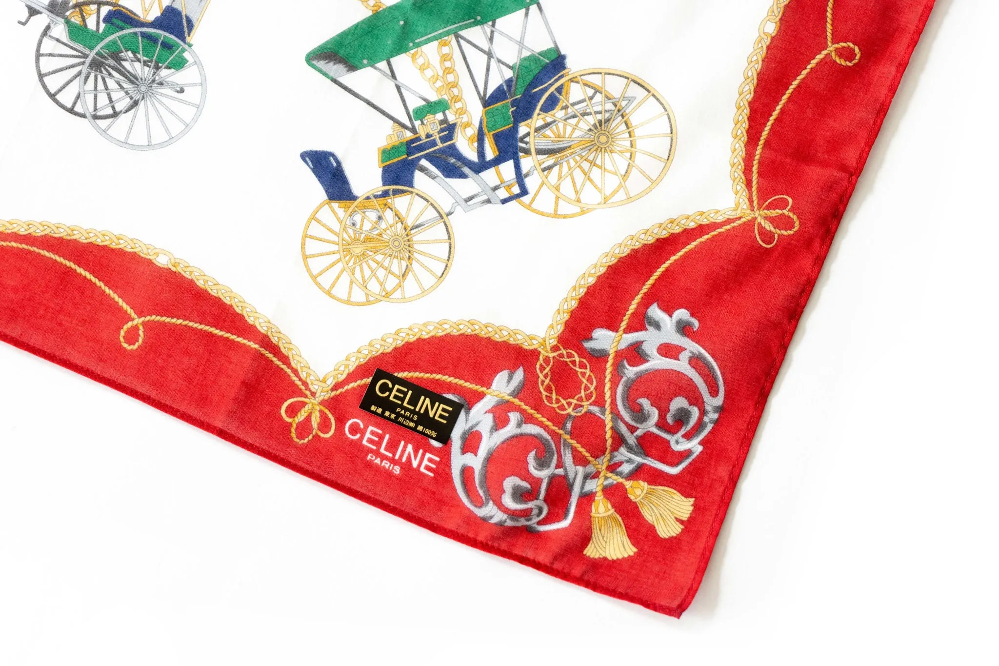 Celine Cotton Square Bandana Scarf "New" Old Stock