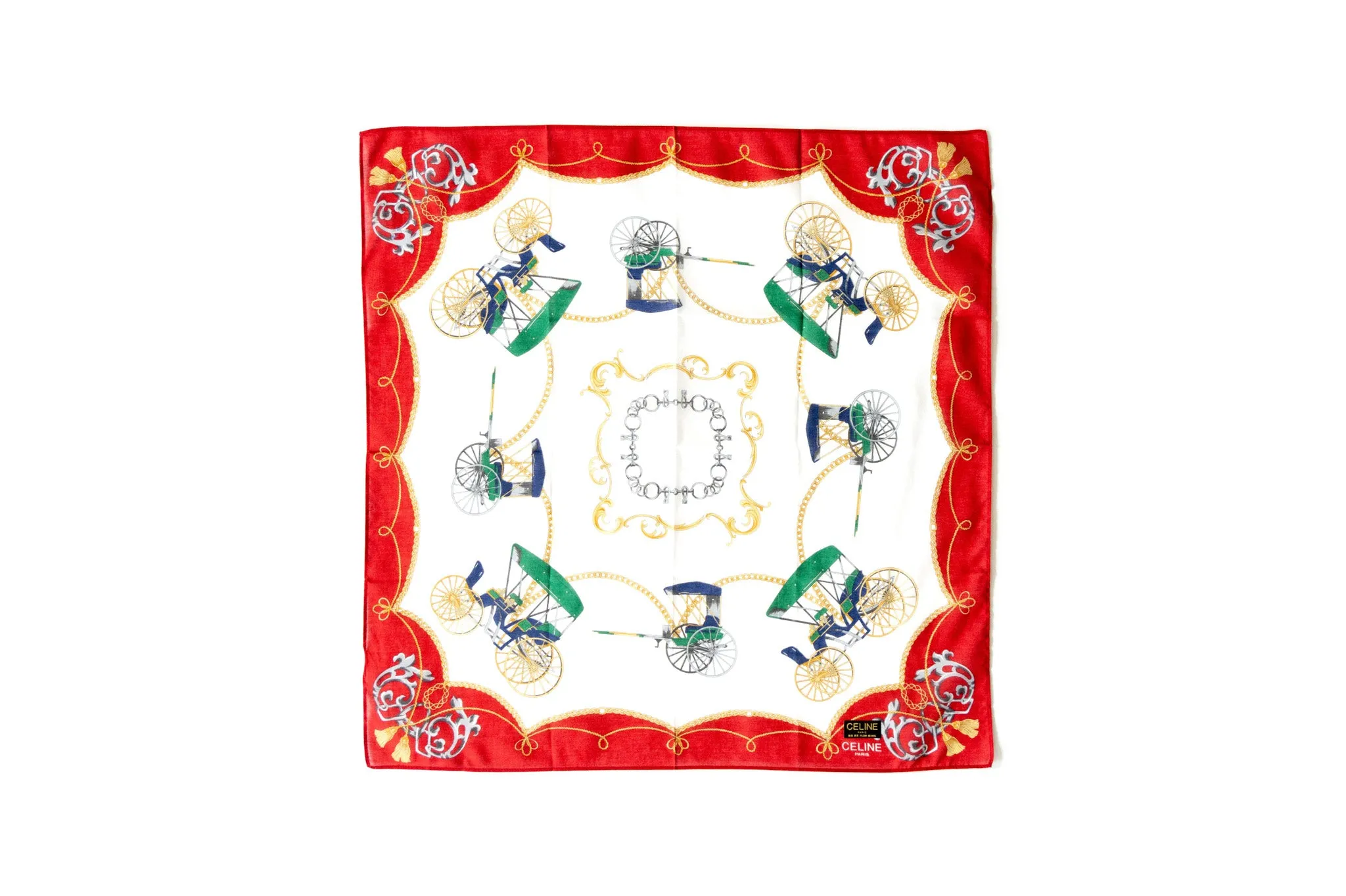 Celine Cotton Square Bandana Scarf "New" Old Stock