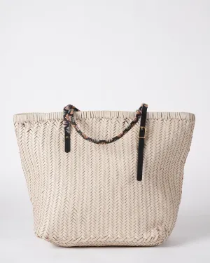 chalk basket weave leather tote - chalk