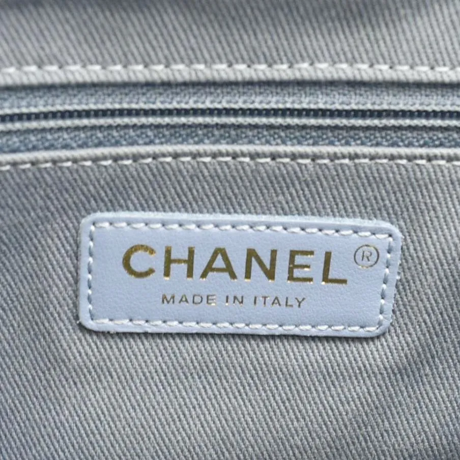 CHANEL Business Affinity Quilted Caviar Leather Shopping Tote Bag Light Blue