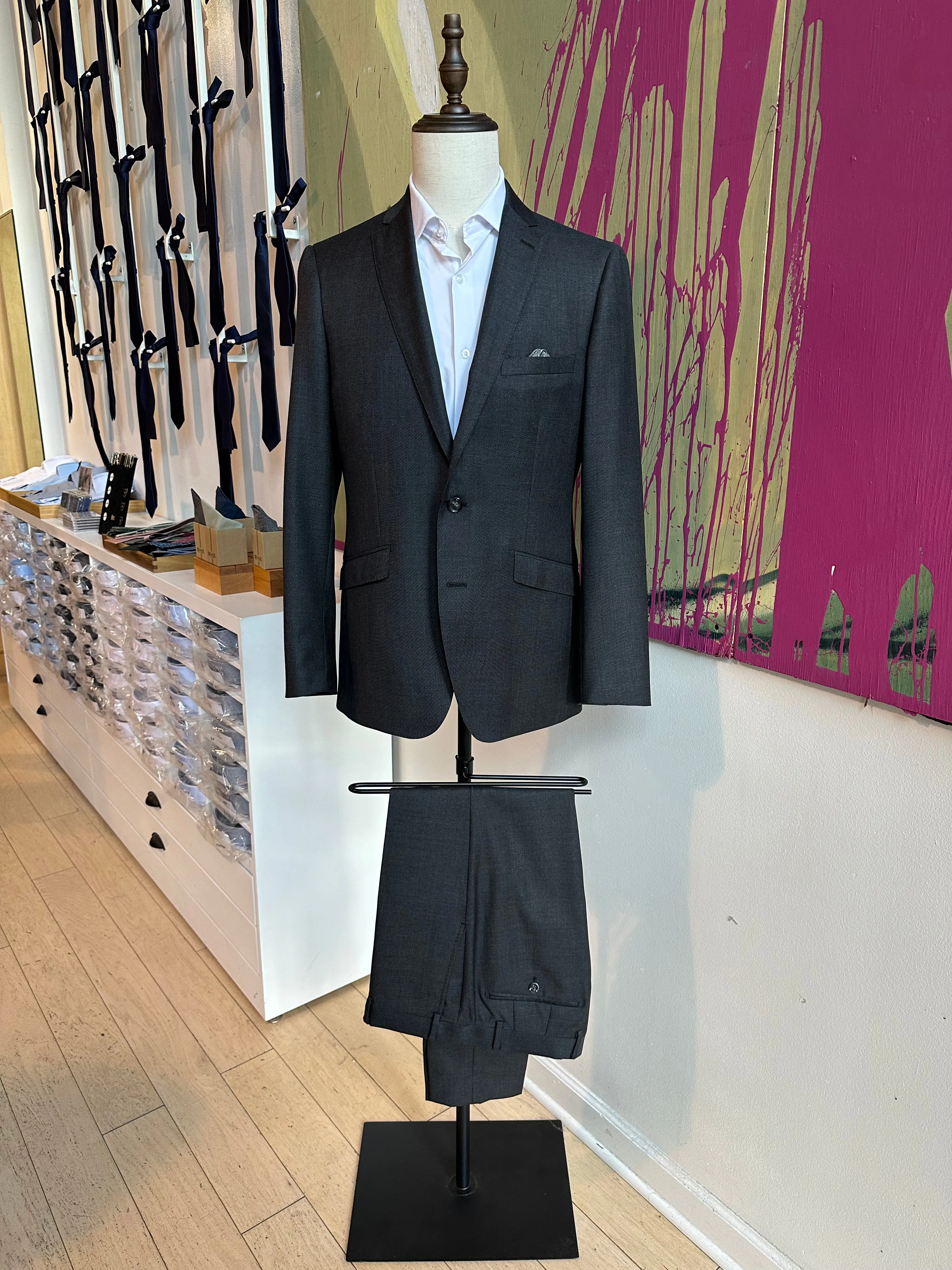 Charcoal Glenplaid Premium Italian Suit Coat
