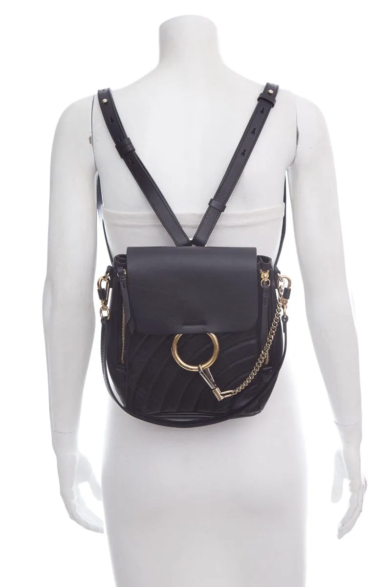 Chloe Navy Faye Quilted Leather Backpack