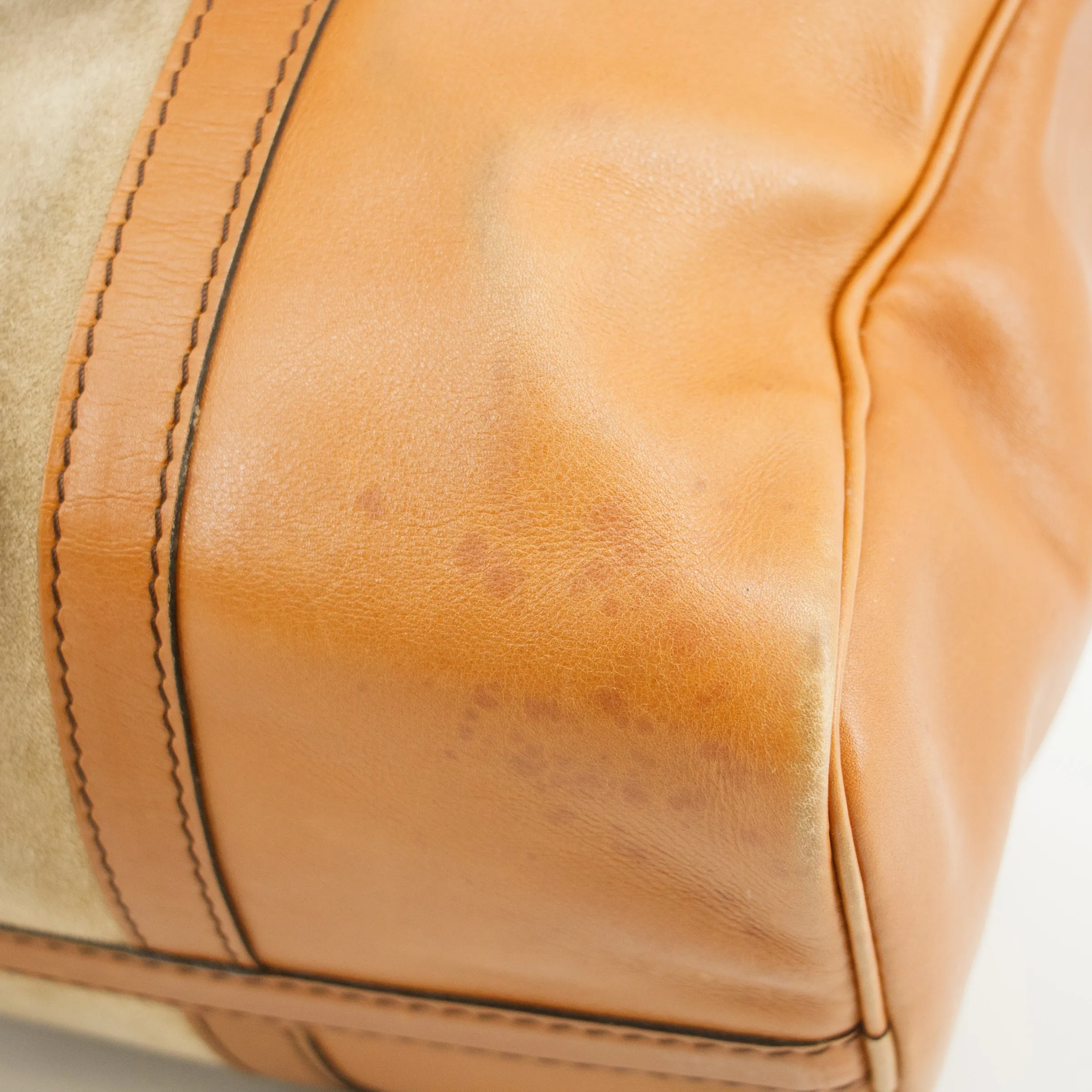 Christian Dior Leather x Suede Brown Boston Bag  #3448