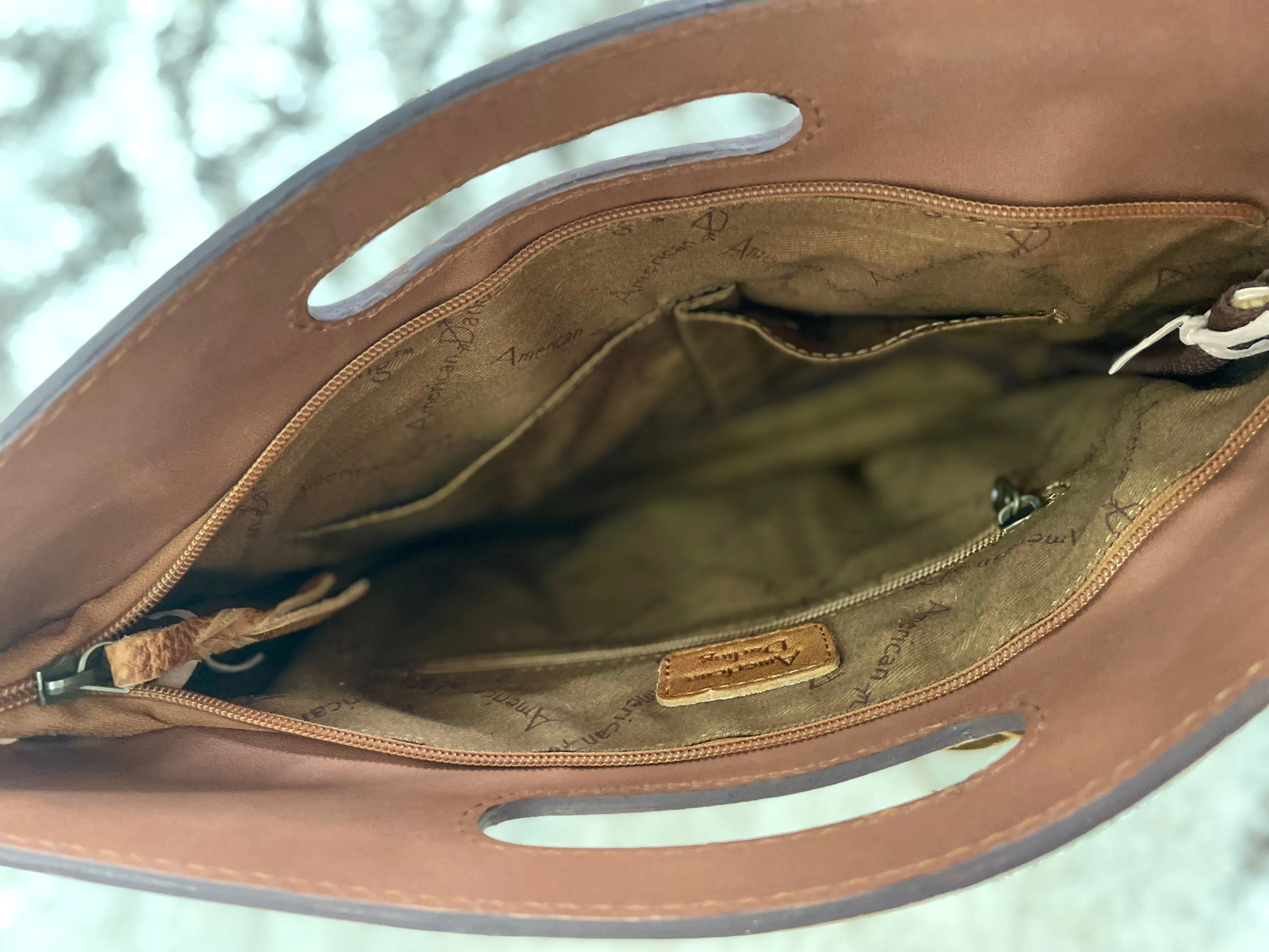 Churro Tan Grey Diamond Arrow Wool Leather Handle Fringe Bag