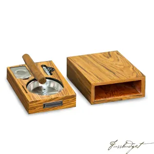 Cigar Ashtray/Cutter/Punch "Olive Wood" Color