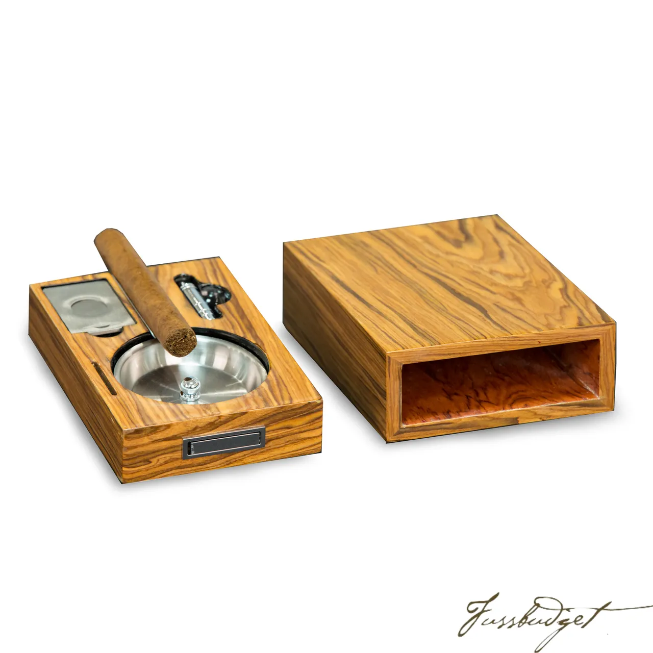 Cigar Ashtray/Cutter/Punch "Olive Wood" Color
