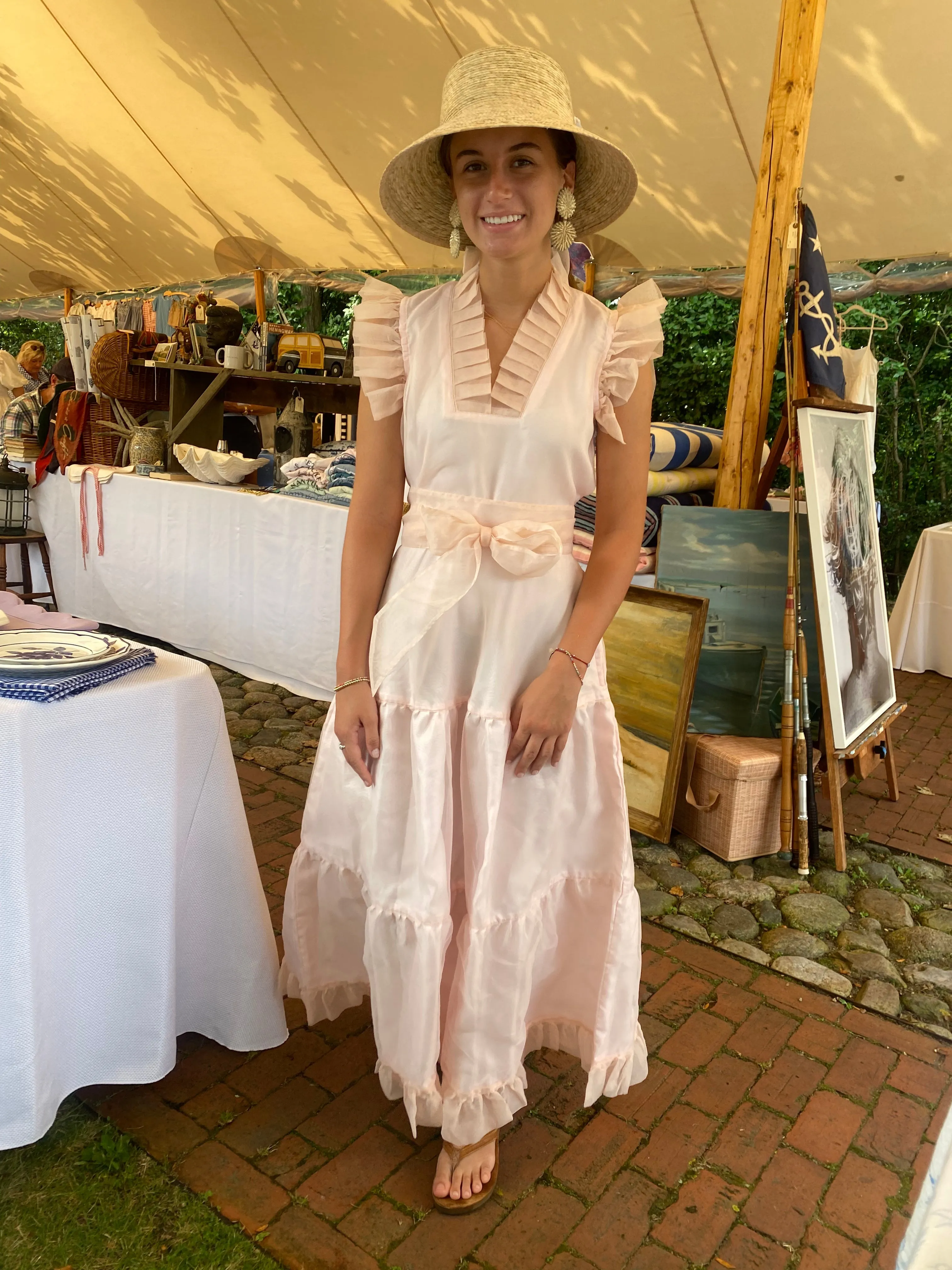 Clematis Bucket Hat - Antique Eyelet Scallop Lace Short Ribbon