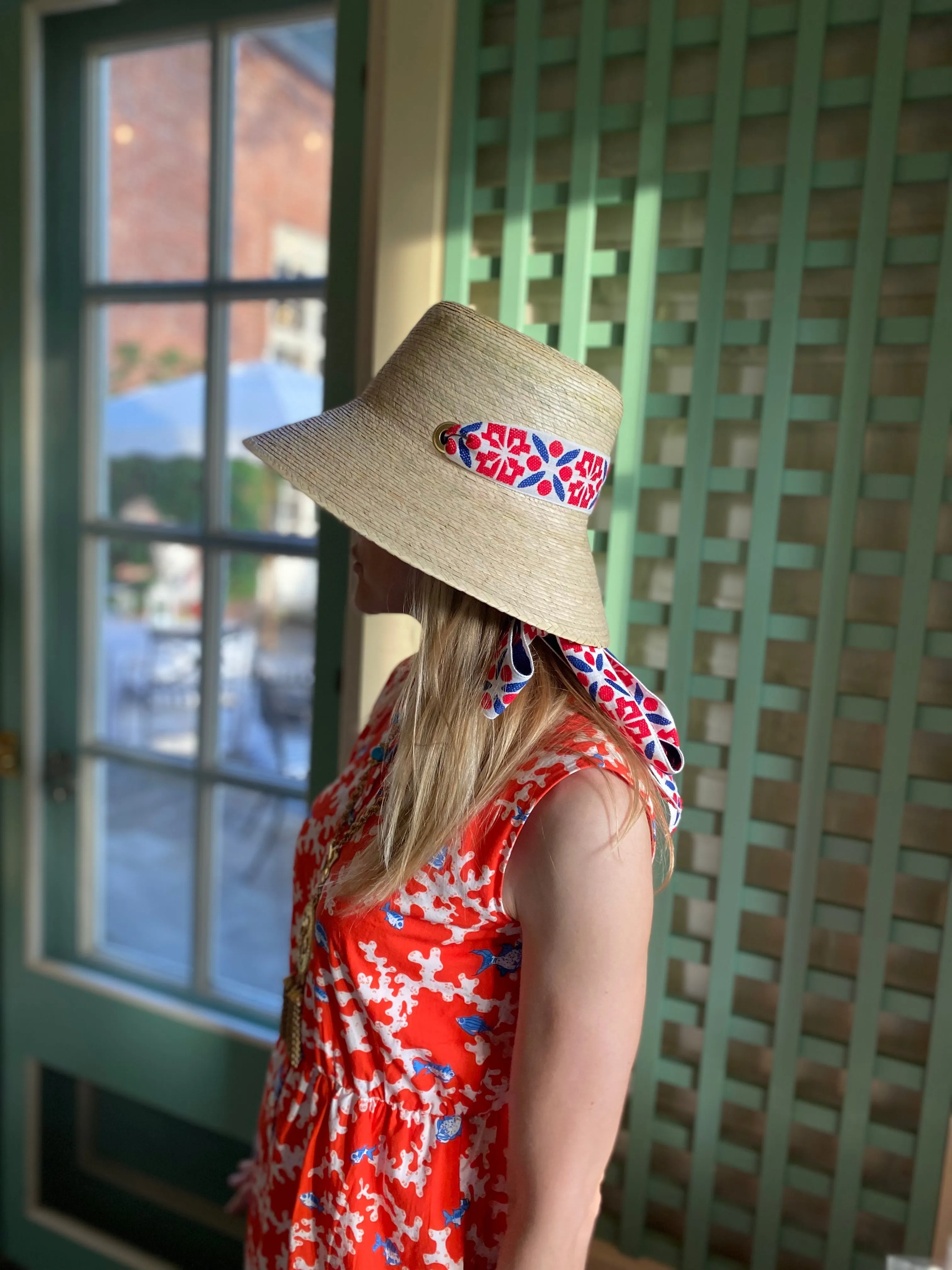 Clematis Bucket Hat - Antique Eyelet Scallop Lace Short Ribbon
