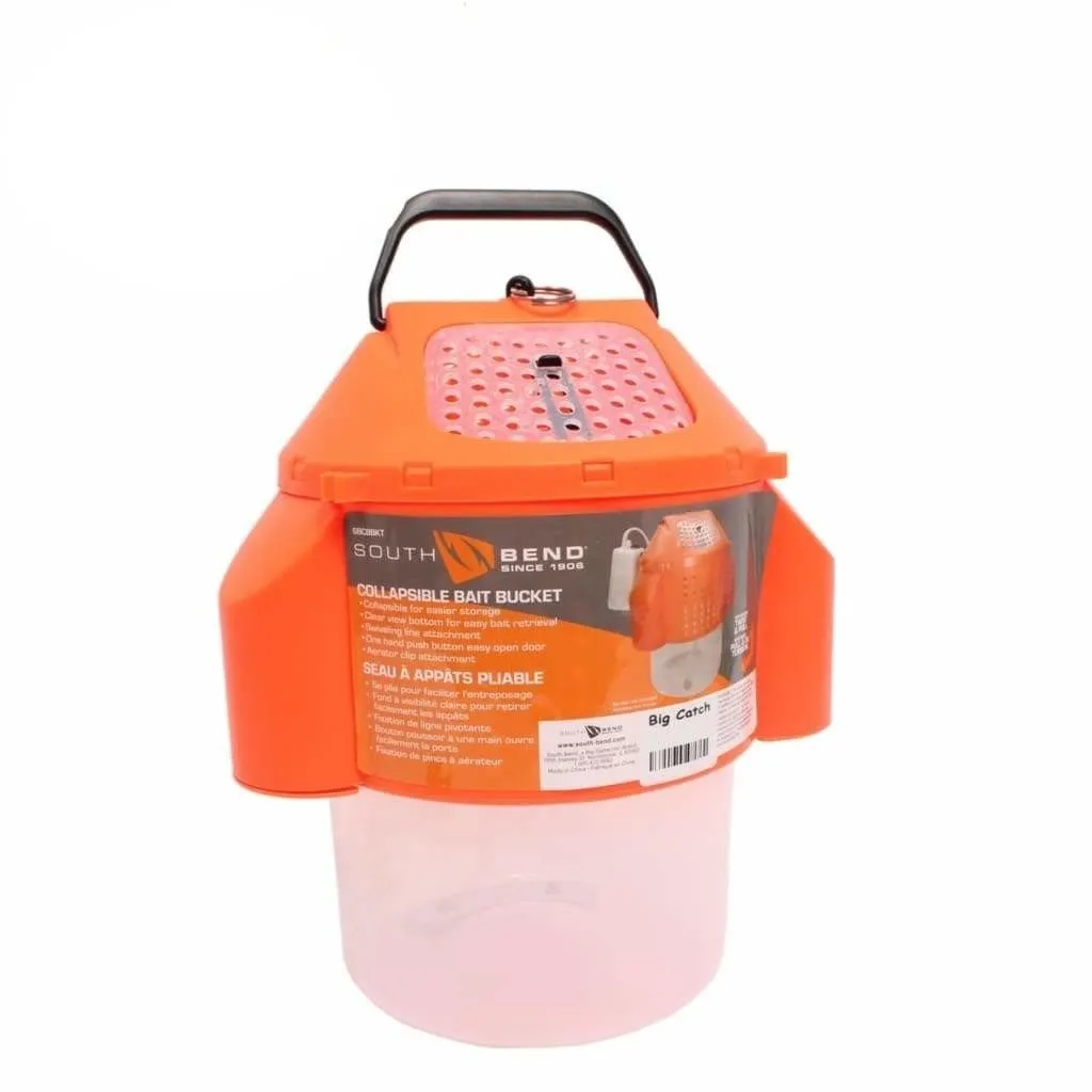 Collapsible Bait Bucket with Aerator Clip Attachment
