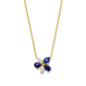 Collier avec motif - Or Jaune, Diamants et Saphir (065801/SA)