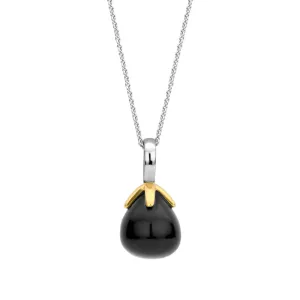 Collier TI SENTO - Argent Bicolore, Pierre Noire (6765BO)