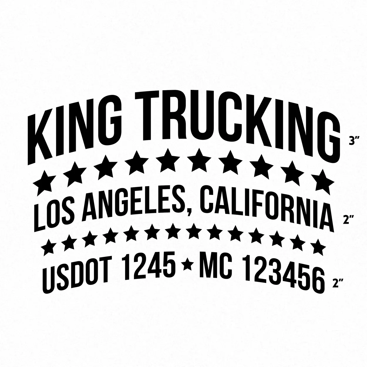 Company Name Truck Decal (USDOT) with Stars, 2 Pack