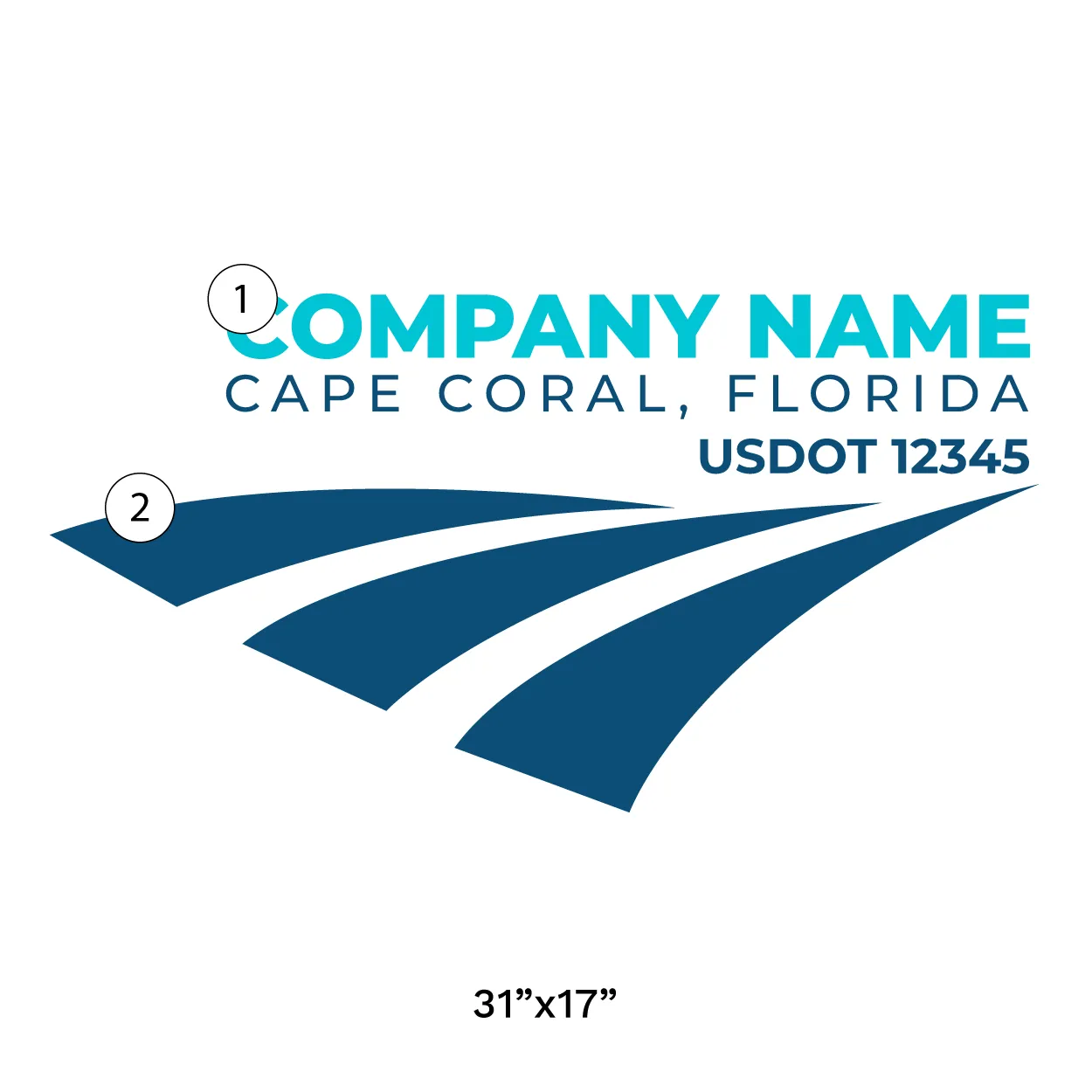 Company Name Truck Door Decal (USDOT), 2 Pack