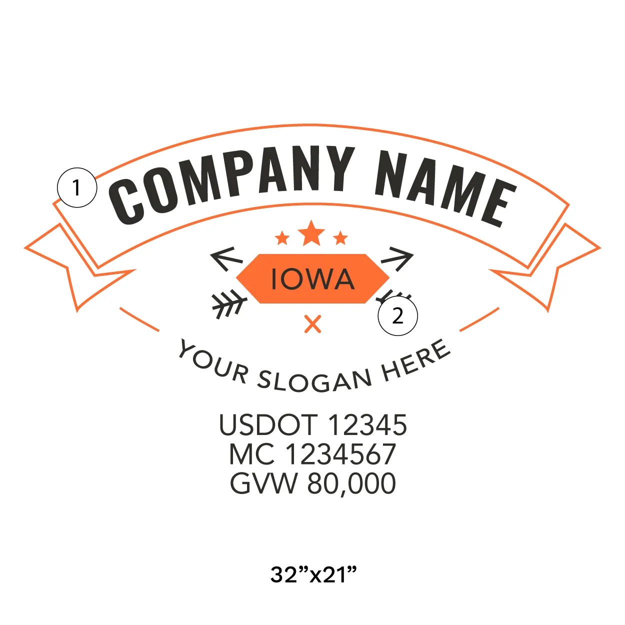 Company Name Truck Door Decal (USDOT), 2 Pack