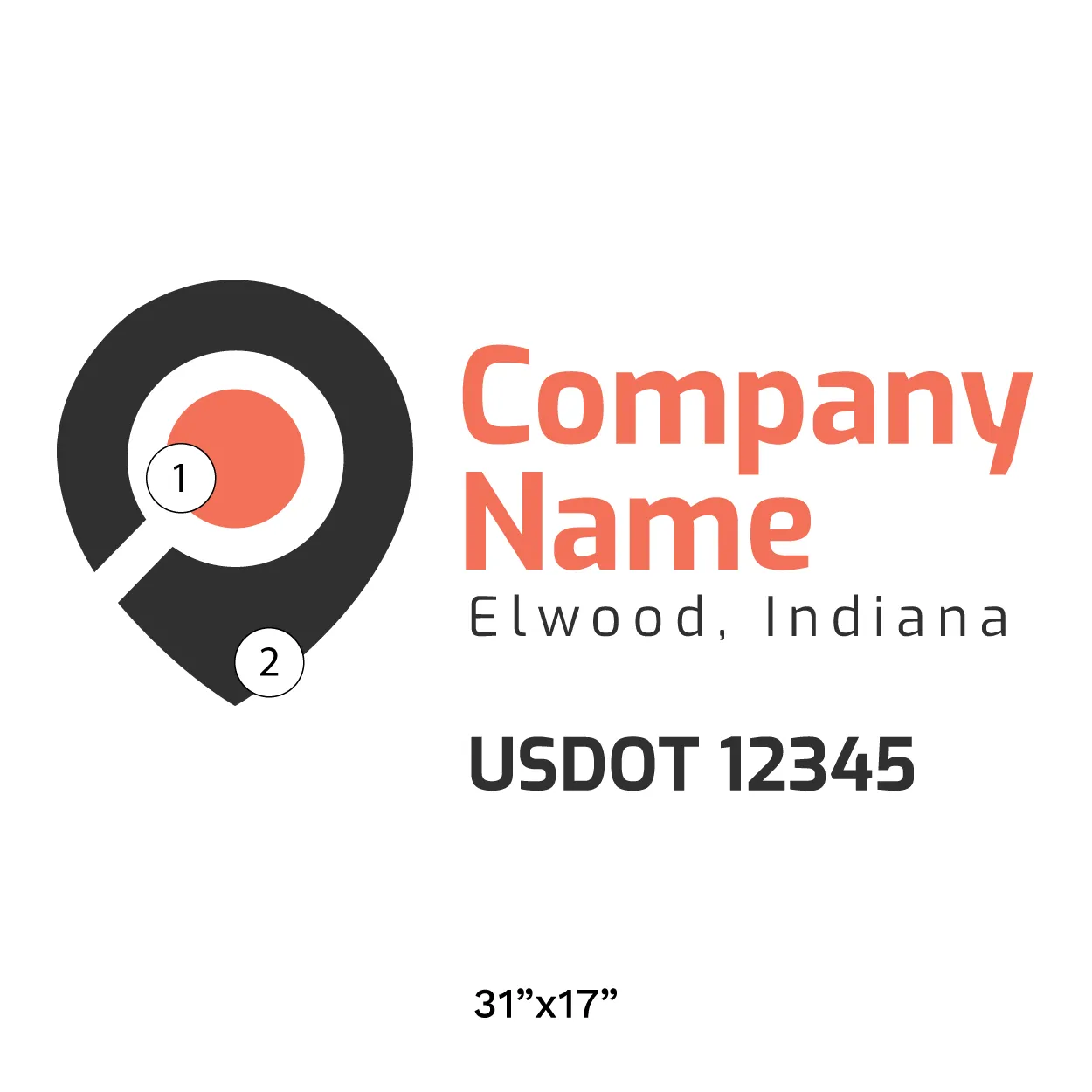 Company Name Truck Door Decal (USDOT), 2 Pack